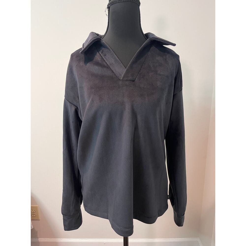 Mondetta Corduroy/Fleece Long Sleeve Pullover in Black